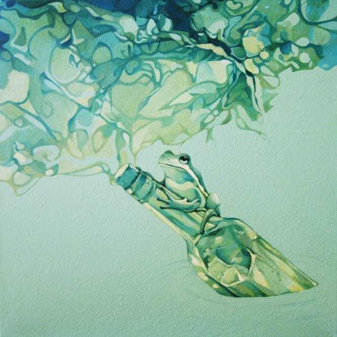 Message in a Bottle, Oil, 12 x 12, Jolene Lai, 2010