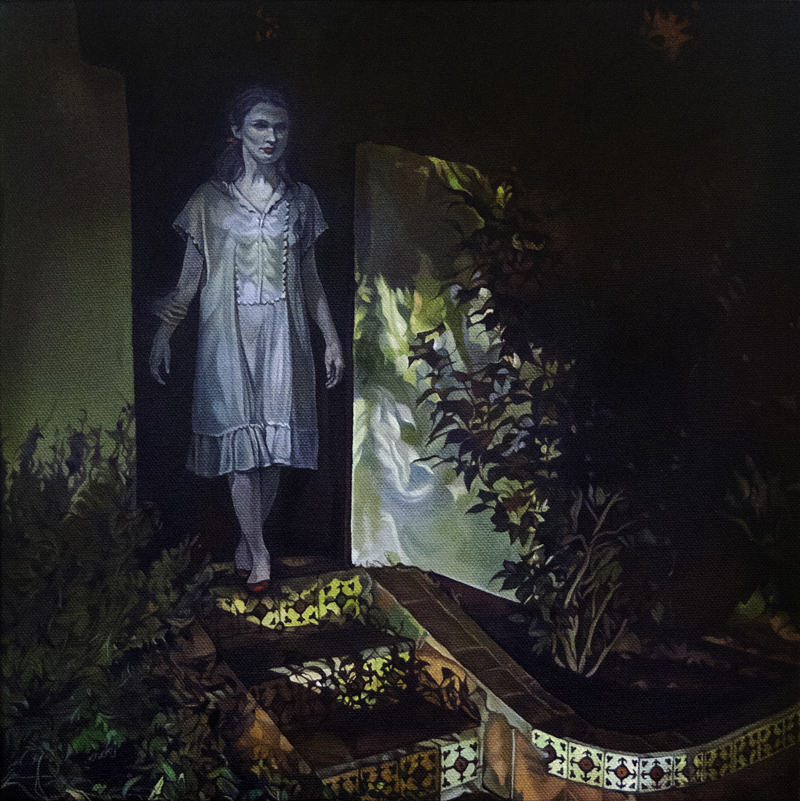 Nightwalker, Oil and Acrylic, 12 x 12, Jolene Lai, 2017